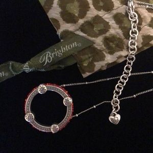 Brighton necklace with red seed bead pendant.